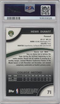 Kevin Durant from the 2007-08 Topps Finest set graded by PSA and given an overall grade of 9.