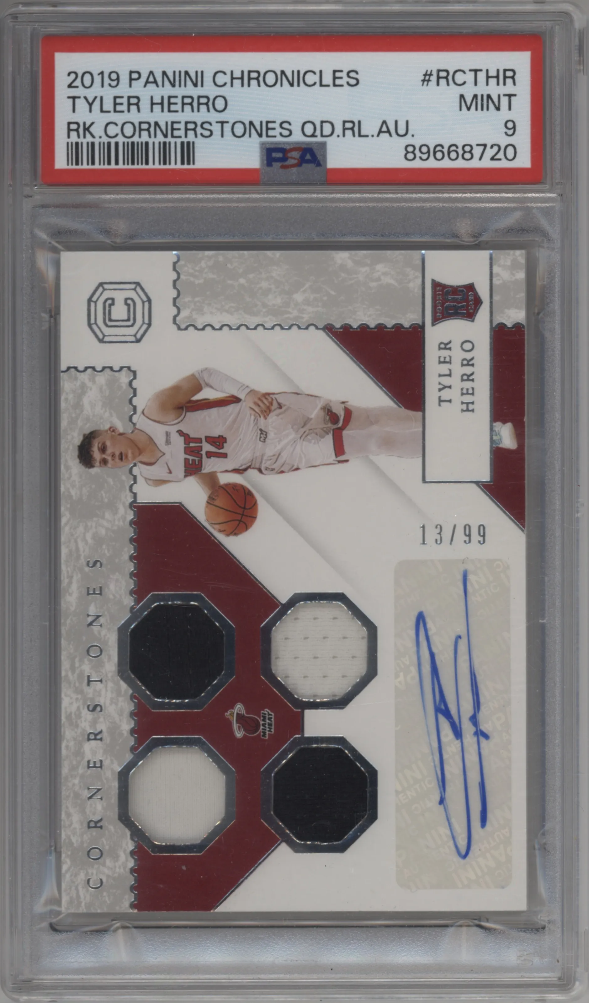 2019 Panini Chronicles Rke.Cornerstones Tyler Herro #RC-THR PSA 9