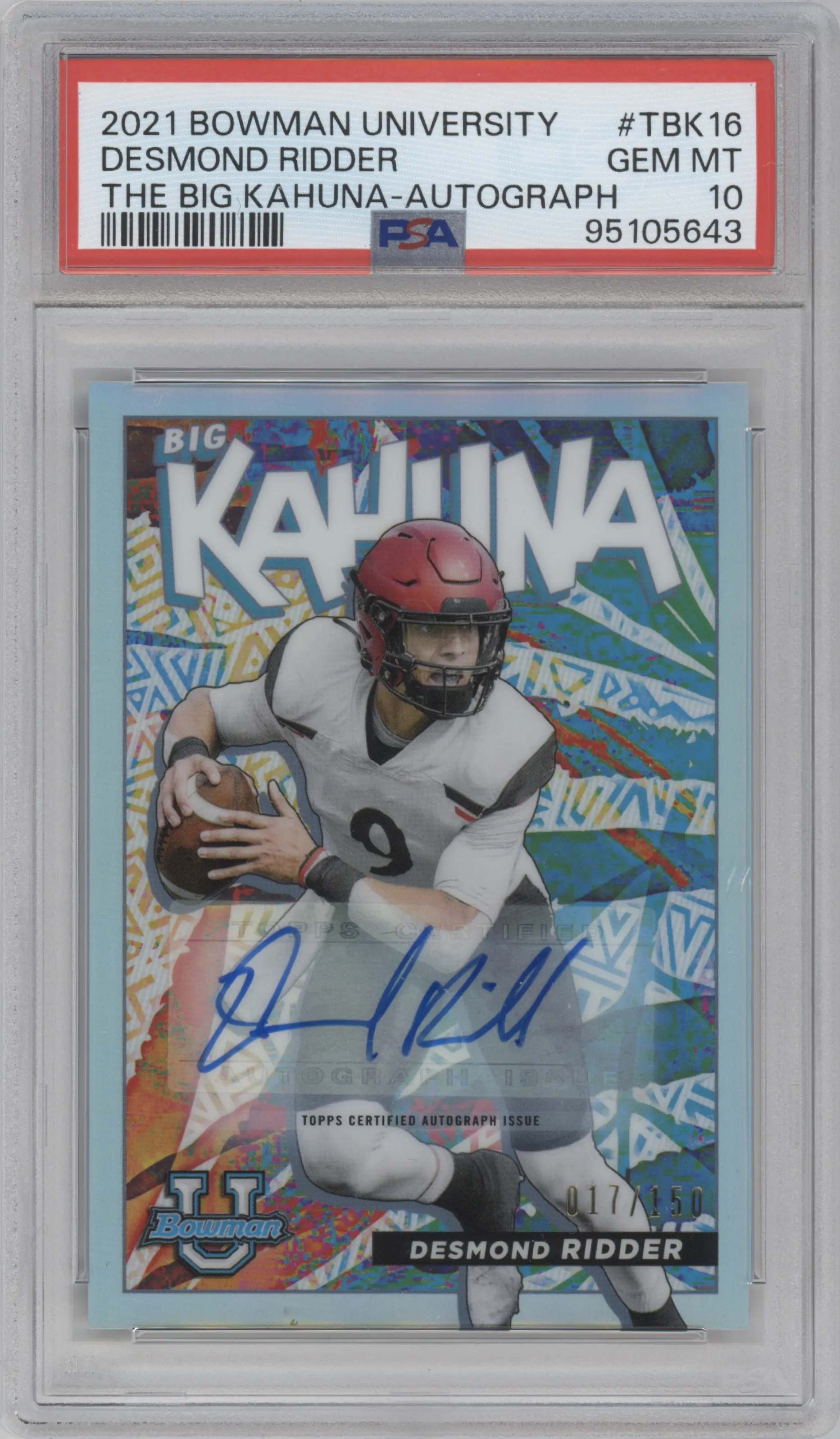 2021 Bowman University Big Kahuna Auto Desmond Ridder PSA 10