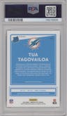 Tua Tagovailoa from the 2020 Panini Donruss Optic set featuring a Holo parallel graded by PSA and given an overall grade of 10.