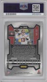 Brock Purdy from the 2023 Panini Prizm set featuring a Blue Ice parallel graded by PSA and given an overall grade of 10.