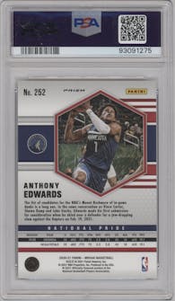 Anthony Edwards from the 2020-21 Panini Mosaic set featuring a Reactive Orange parallel graded by PSA and given an overall grade of 10.