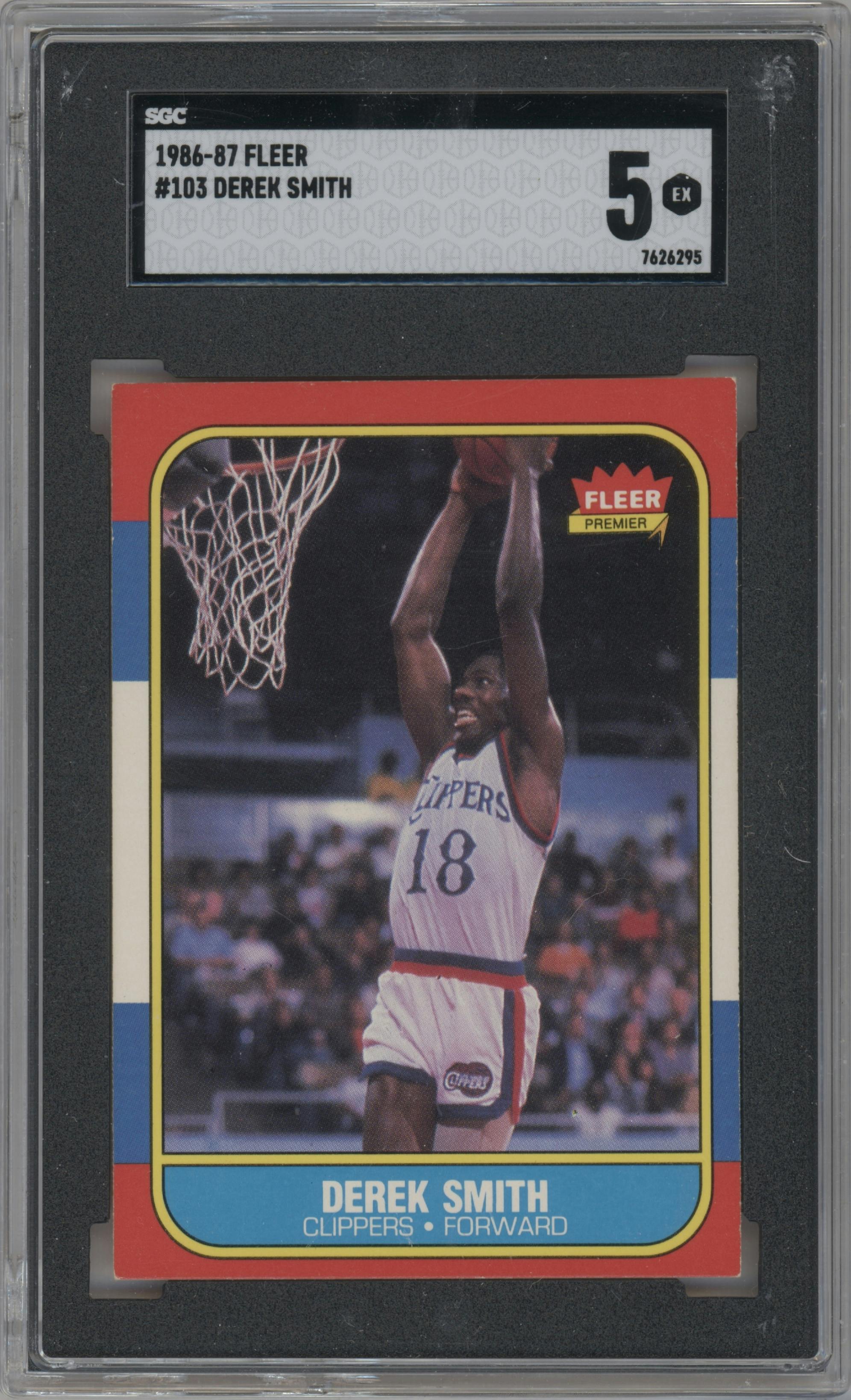 Derek Smith from the 1986-87 Fleer set graded by SGC and given an overall grade of 5.