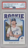 Bobby Witt Jr. from the 2022 Topps Heritage High Number set graded by PSA and given an overall grade of 10.