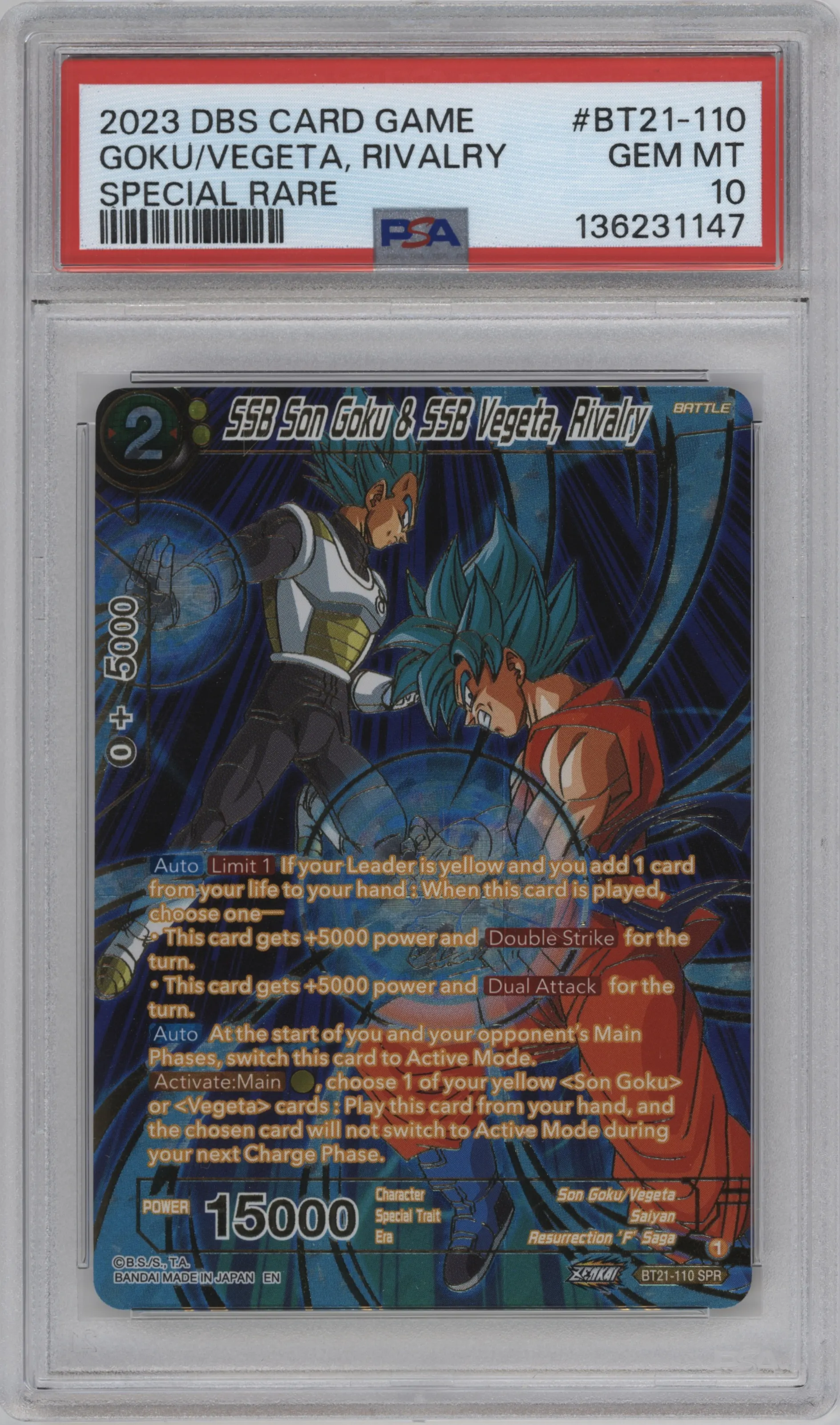 2023 Dragon Ball S Wild Resurgence SSB Son Goku & SSB Vegeta, Rivalry SPR #BT21-110 SPR PSA 10