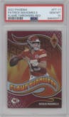 Patrick Mahomes II from the 2021 Panini Phoenix set featuring a Red parallel graded by PSA and given an overall grade of 10.