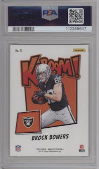Brock Bowers from the 2024 Panini Absolute set graded by PSA and given an overall grade of 10.