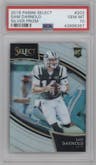 Sam Darnold from the 2018 Panini Select set featuring a Silver Prizm parallel graded by PSA and given an overall grade of 10.