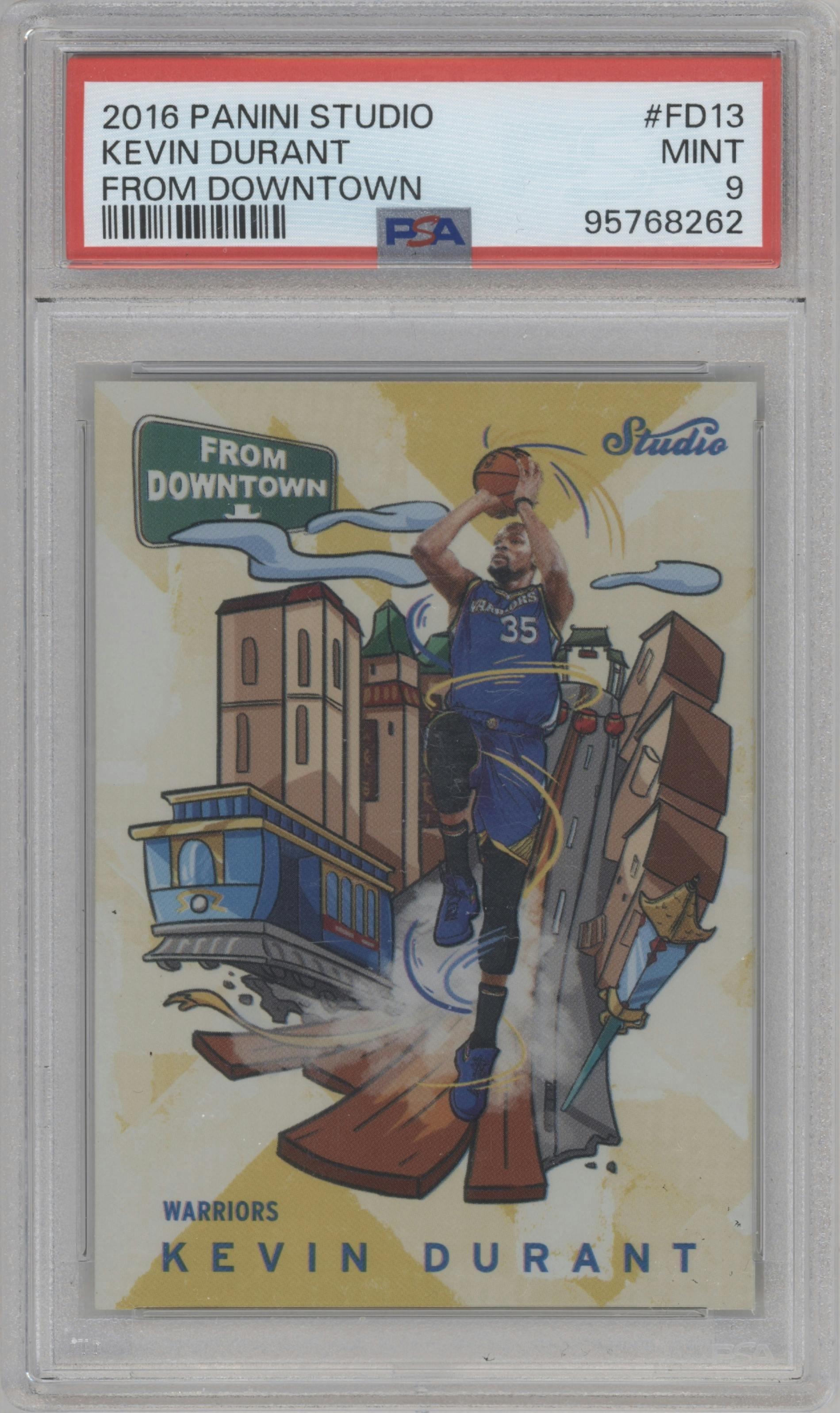 Kevin Durant from the 2016-17 Panini Studio set graded by PSA and given an overall grade of 9.