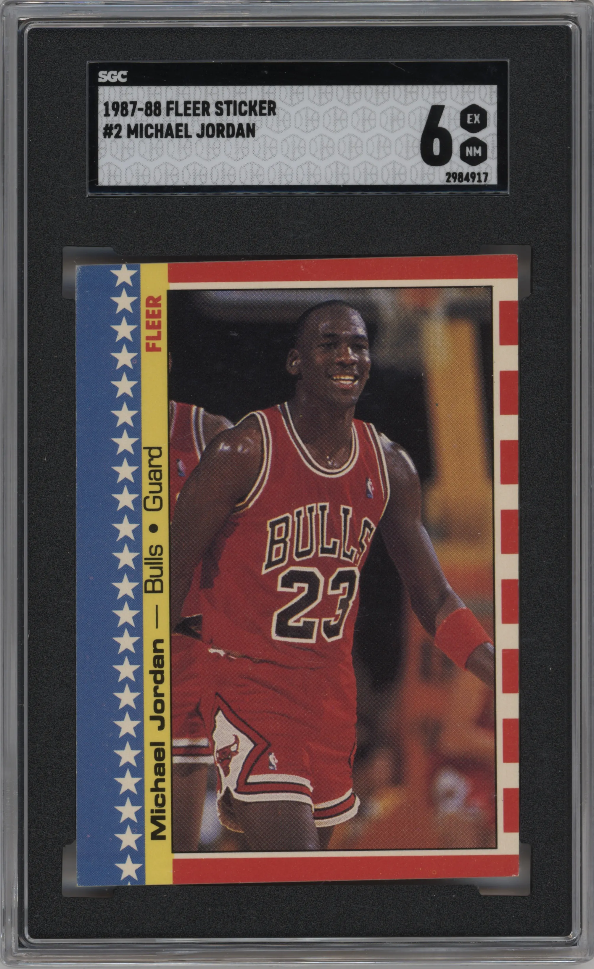 1987 Fleer Sticker Michael Jordan #2 SGC 6