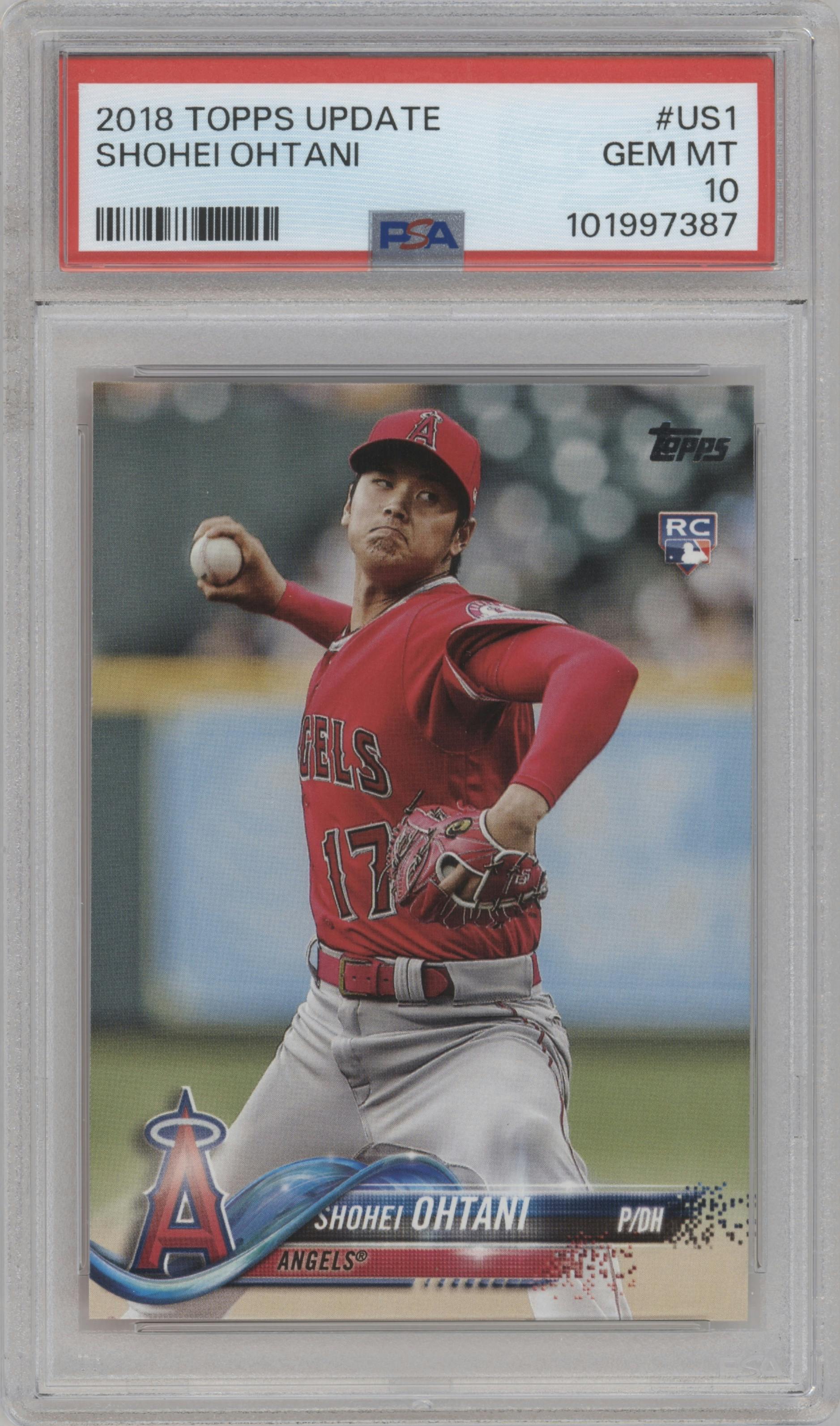 Shohei Ohtani from the 2018 Topps Update set graded by PSA and given an overall grade of 10.