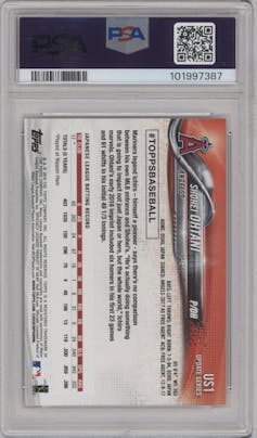 Shohei Ohtani from the 2018 Topps Update set graded by PSA and given an overall grade of 10.