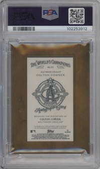 Colton Cowser from the 2024 Topps Allen & Ginter set featuring a Red Ink parallel graded by PSA and given an overall grade of 8.