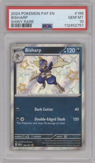 Bisharp from the 2024 Pokemon SV set graded by PSA and given an overall grade of 10.