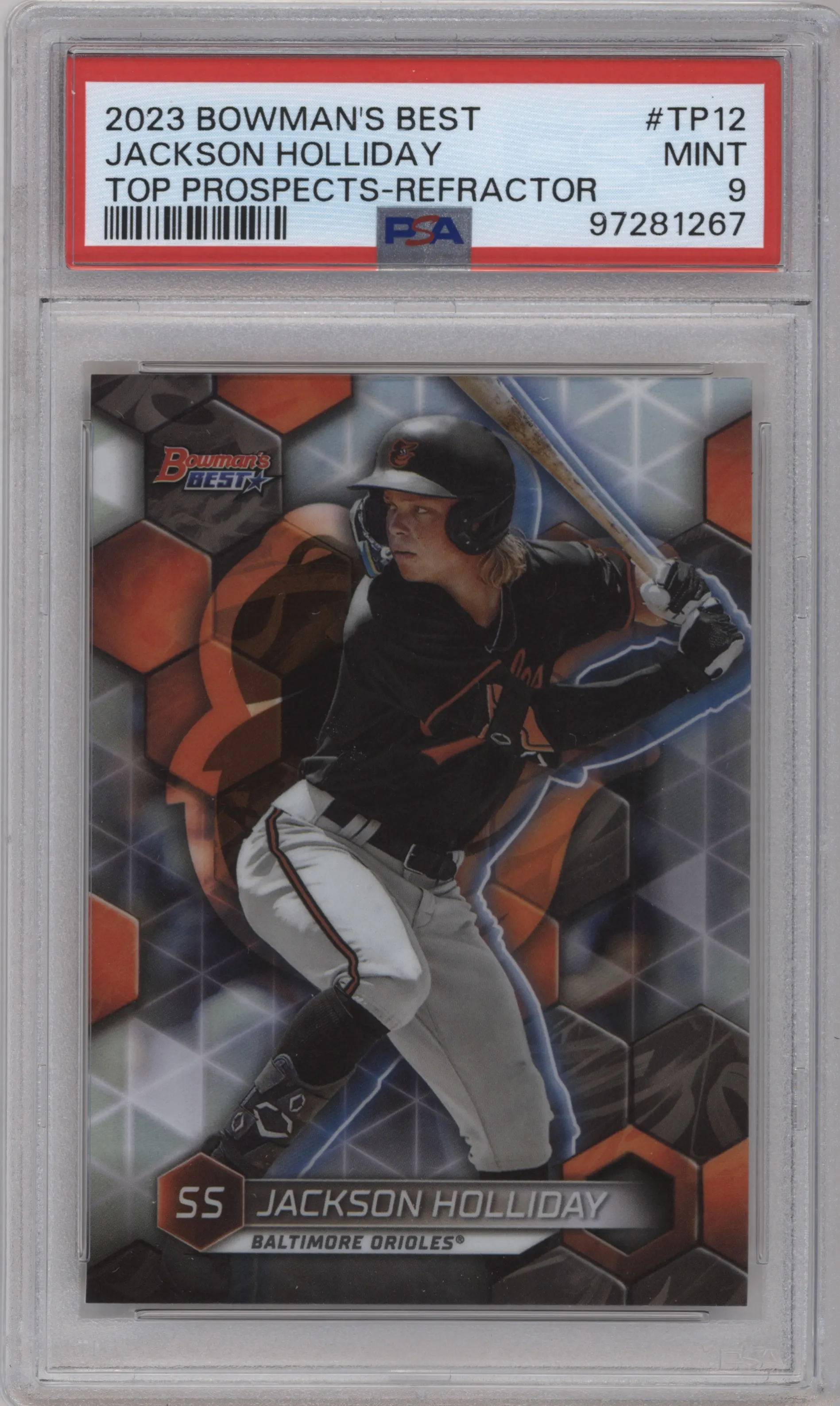 2023 Bowman's Best Top Prospect Jackson Holliday Refractor #TP-12 PSA 9