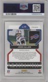 Josh Allen from the 2021 Panini Prizm set featuring a Red Ice parallel graded by PSA and given an overall grade of 10.