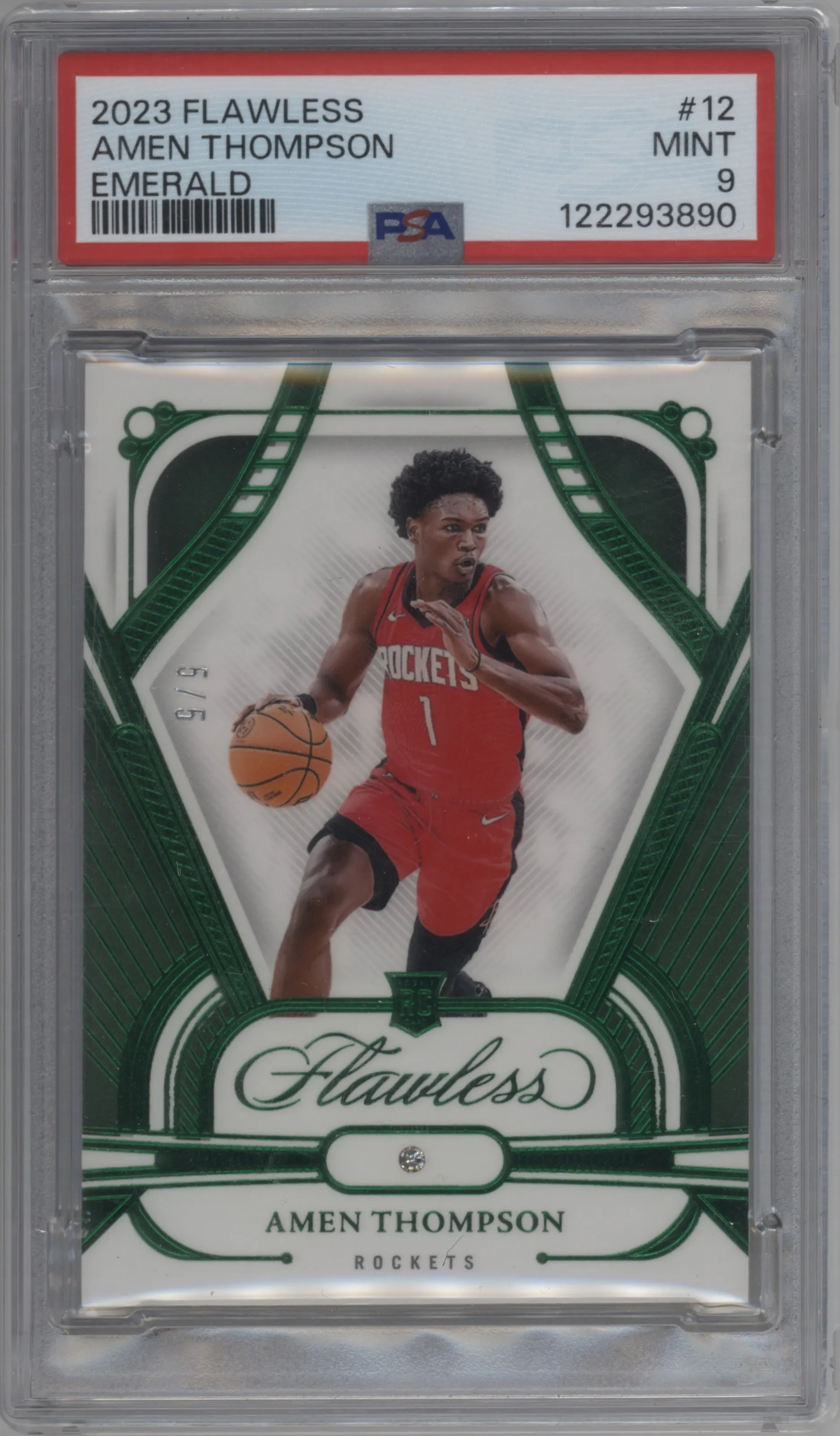 2023 Panini Flawless Amen Thompson Emerald #12 PSA 9