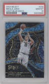 Nikola Jokic from the 2023-24 Panini Select  set featuring a Disco Light Blue  parallel graded by PSA and given an overall grade of 10.