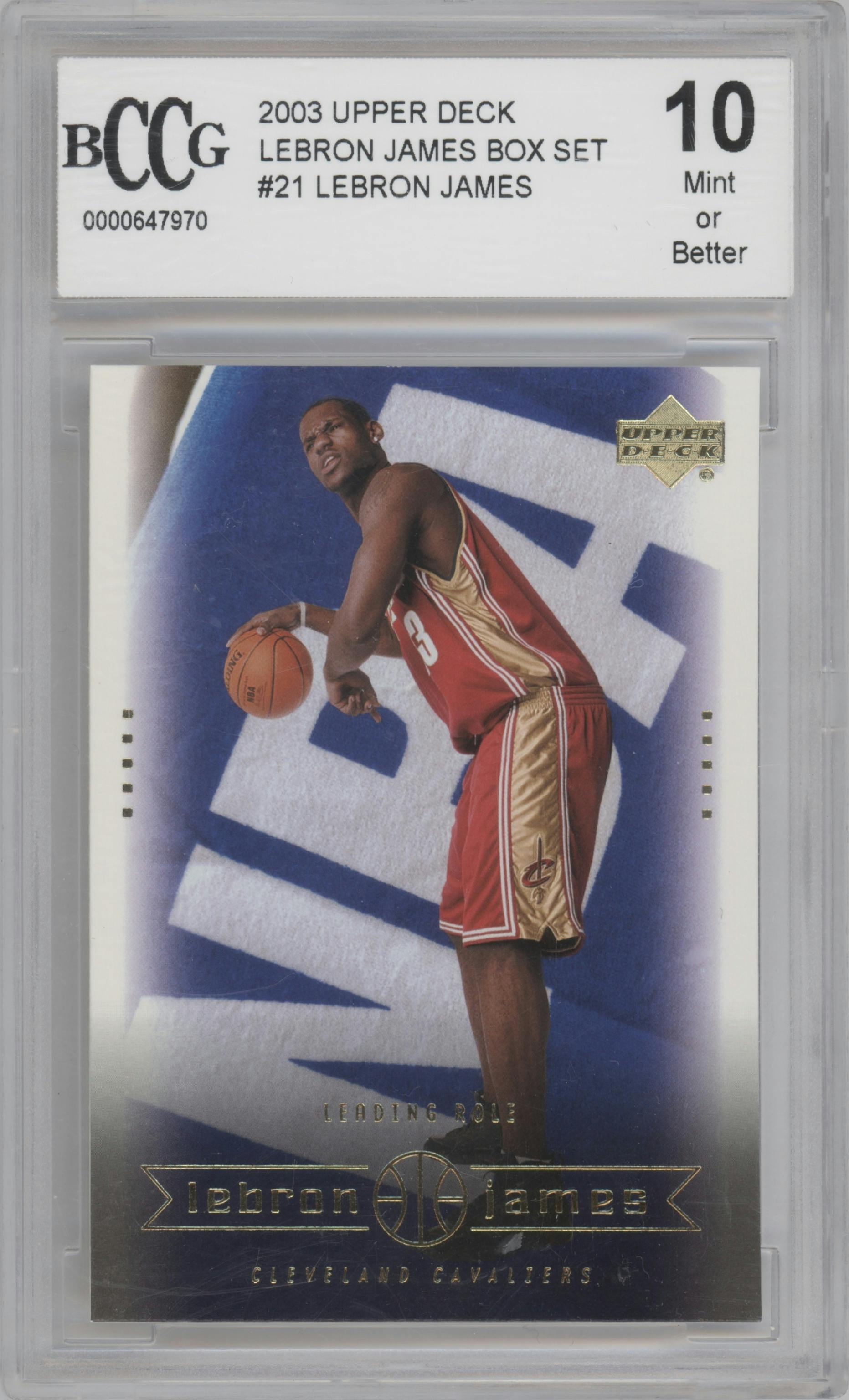 LeBron James from the 2003 Upper Deck LeBron James Box Set set graded by Beckett and given an overall grade of 10.