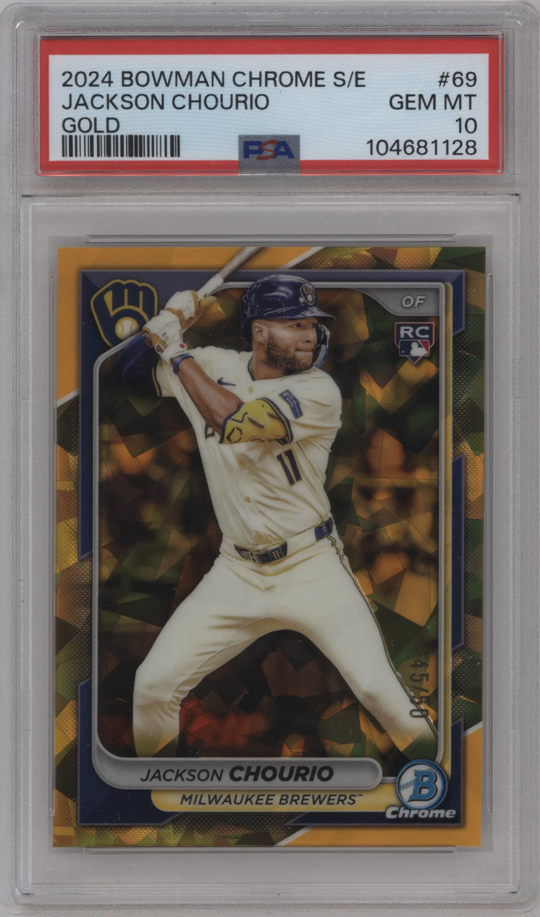 2024 Bowman Chrome Sapphire Jackson Chourio Gold #69 PSA 10