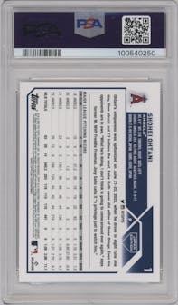 Shohei Ohtani from the 2023 Topps Japan Edition set graded by PSA and given an overall grade of 10.
