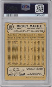 Mickey Mantle  from the 1968 Topps set graded by PSA and given an overall grade of 7.