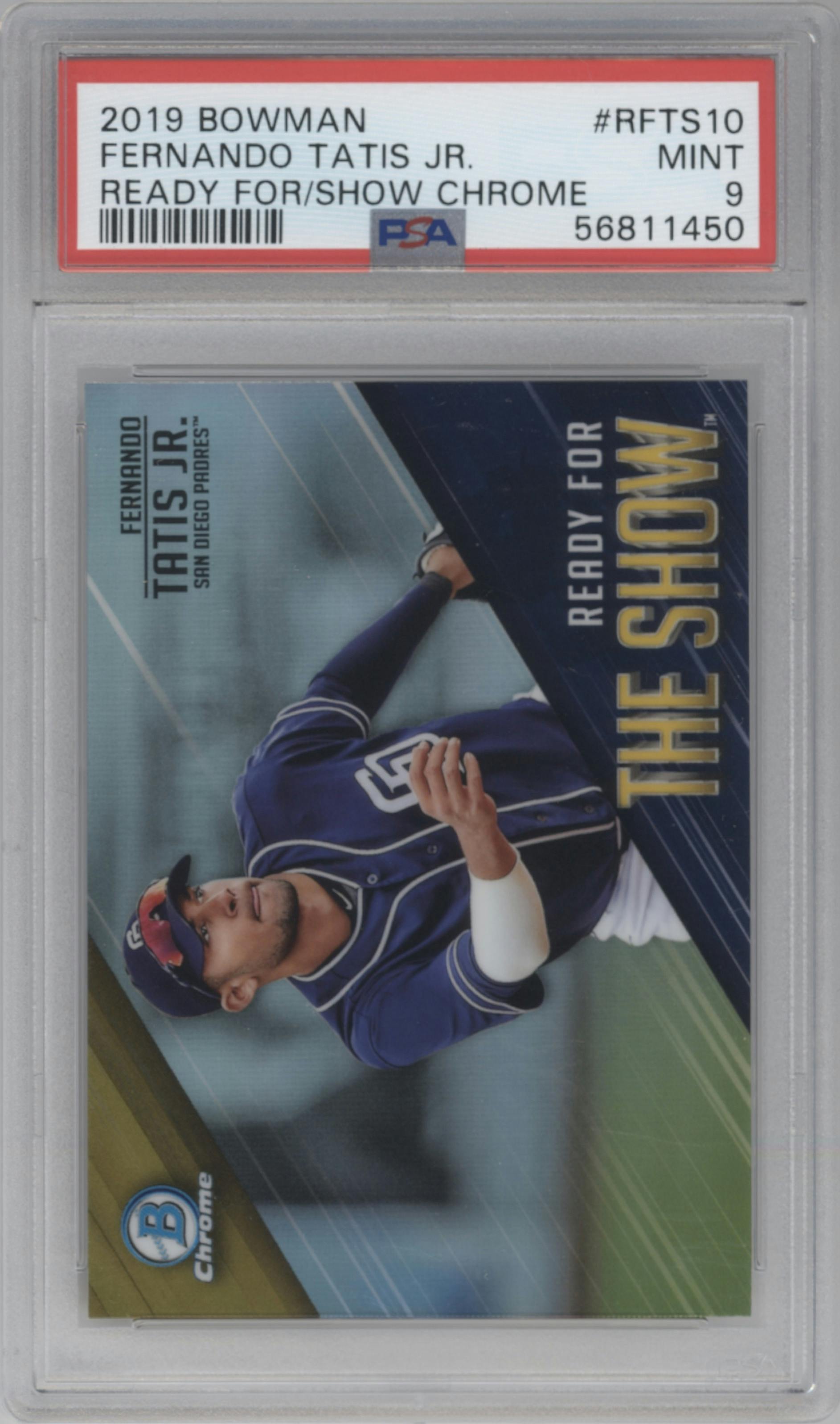 Fernando Tatis Jr. from the 2019 Bowman  set graded by PSA and given an overall grade of 9.