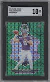 J.J. McCarthy from the 2024 Panini Mosaic set featuring a Green Mosaic parallel graded by SGC and given an overall grade of 10.