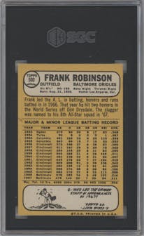 Frank Robinson from the 1968 Topps set graded by SGC and given an overall grade of 4.