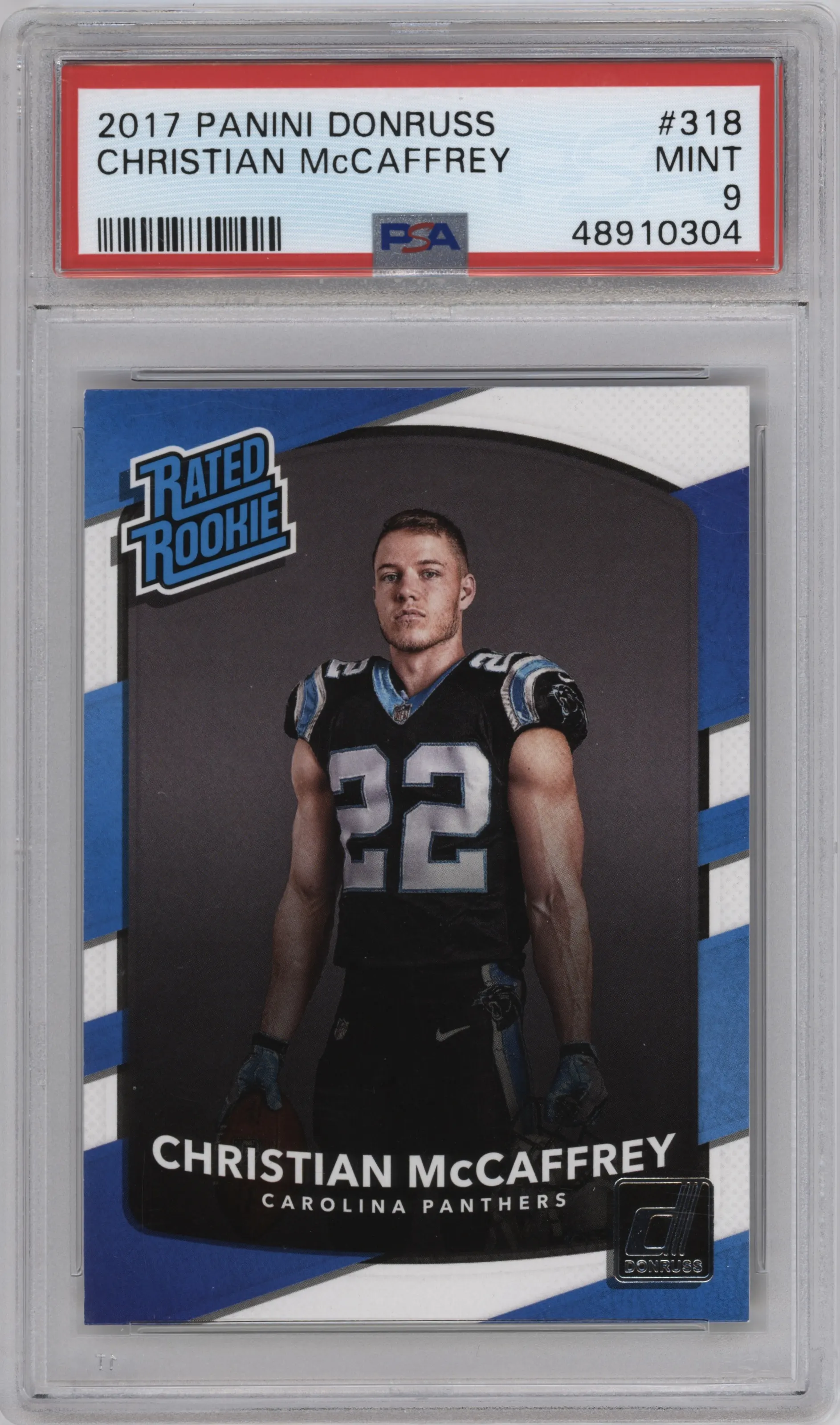 2017 Panini Donruss Rated Rookie Christian McCaffrey #318 PSA 9