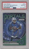 Anthony Richardson from the 2023 Panini Prizm set featuring a  Green Prizm parallel graded by PSA and given an overall grade of 10.