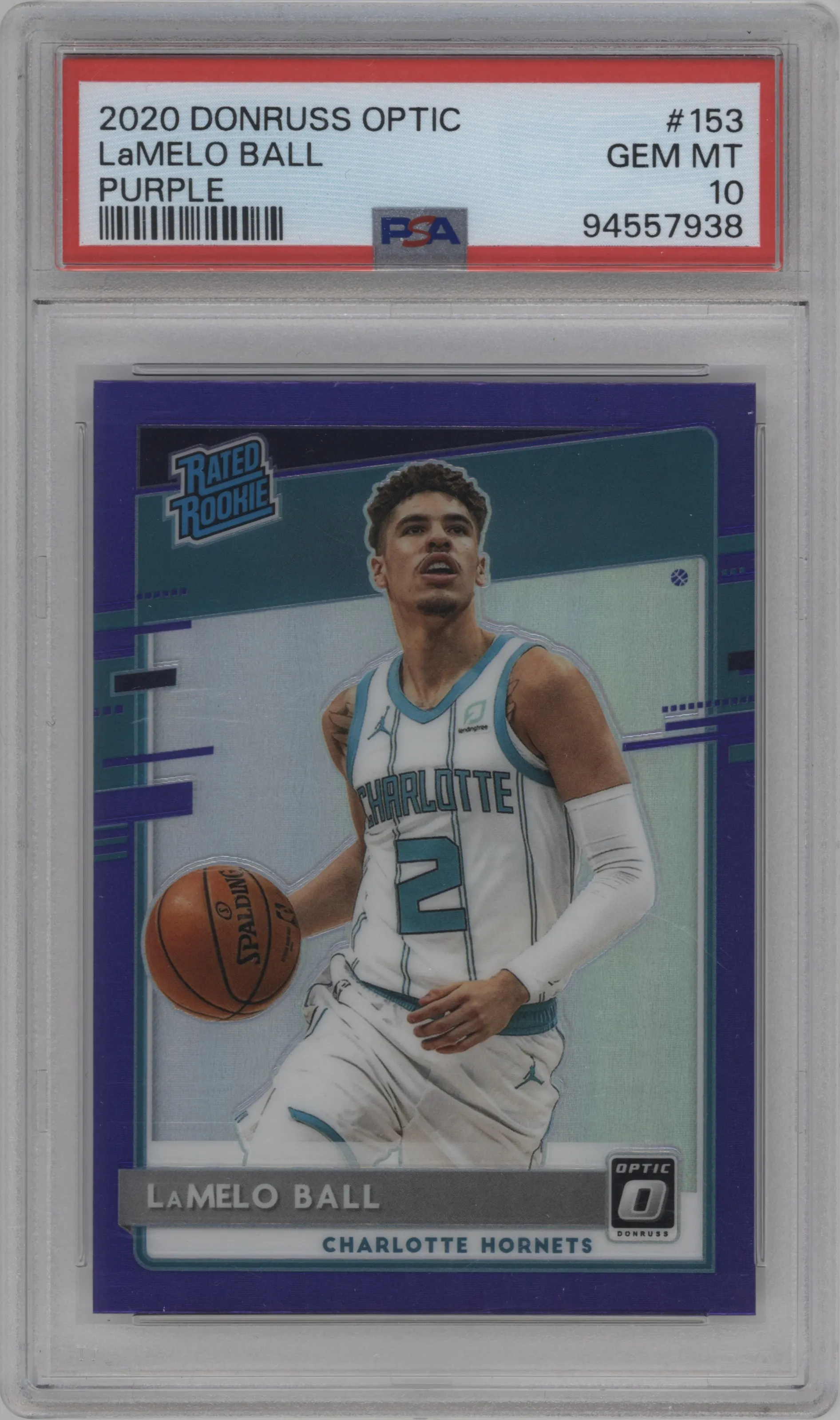 2020 Panini Donruss Optic Rated Rookie LaMelo Ball Purple PSA 10