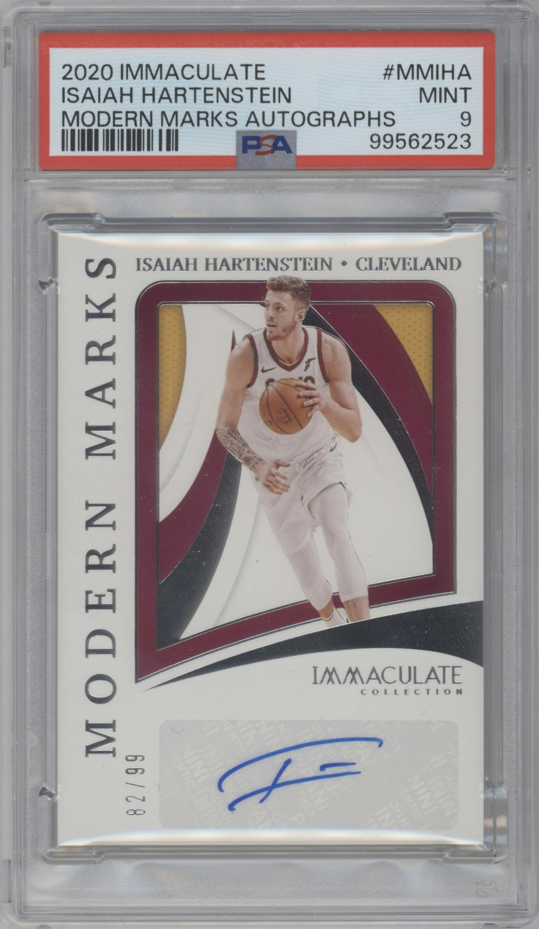 Isaiah Hartenstein from the 2020-21 Panini Immaculate Collection  set graded by PSA and given an overall grade of 9.