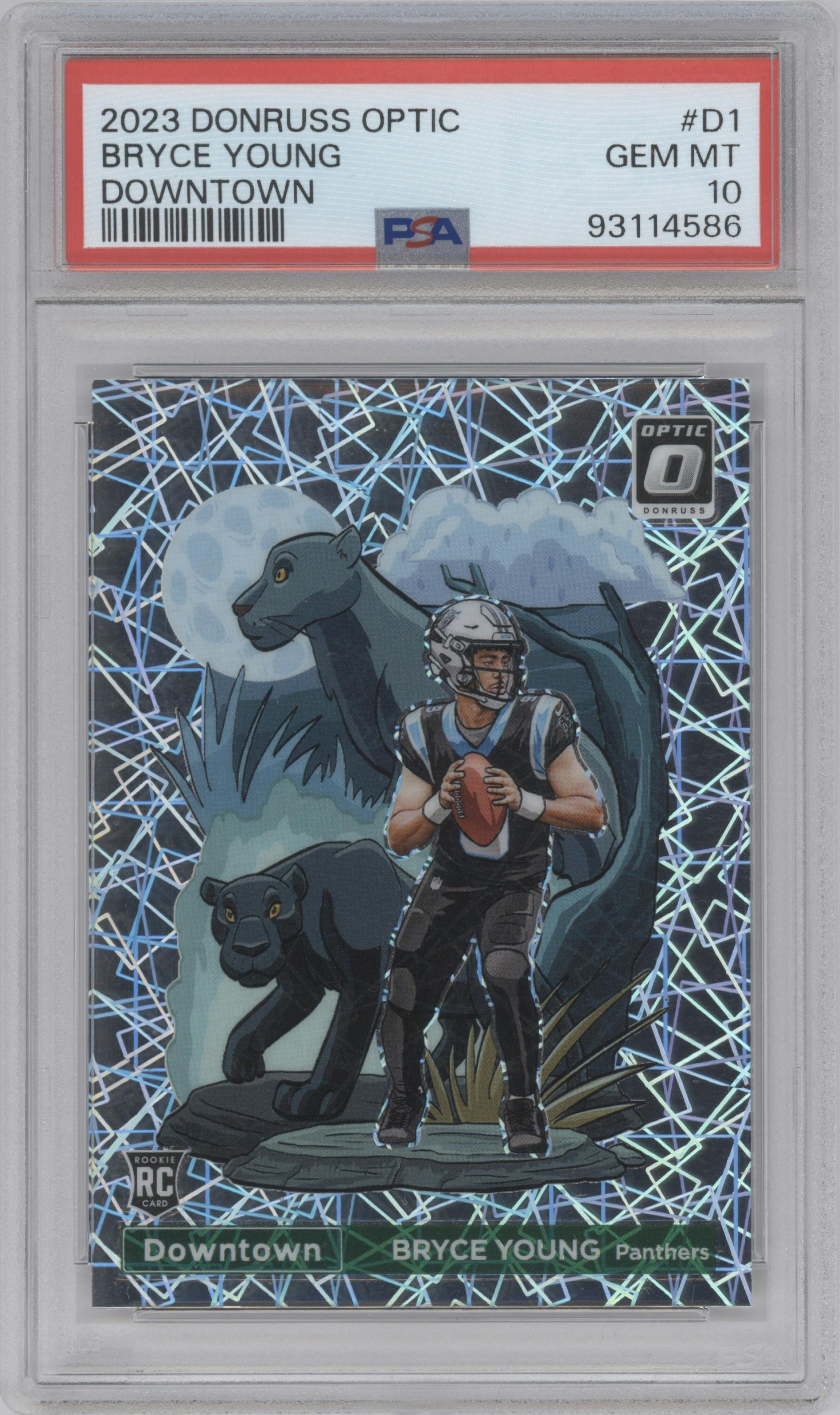 Bryce Young from the 2023 Donruss Optic set graded by PSA and given an overall grade of 10.