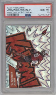Marvin Harrison Jr. from the 2024 Panini Absolute set graded by PSA and given an overall grade of 10.