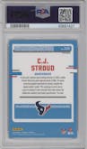 C.J. Stroud from the 2023 Panini Donruss set featuring a Pink parallel graded by PSA and given an overall grade of 10.