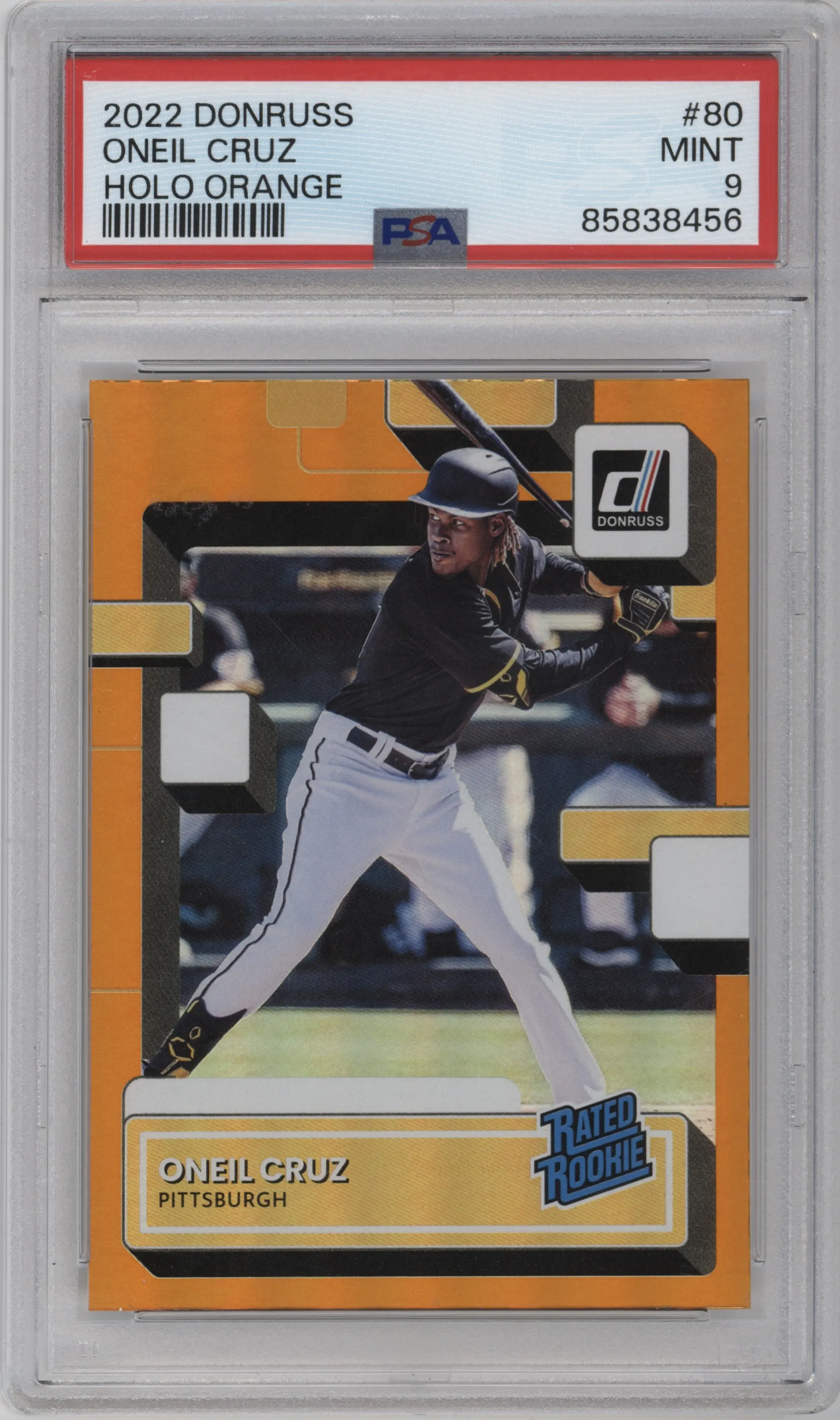 2022 Panini Donruss Rated Rookie Oneil Cruz Orange Holo PSA 9