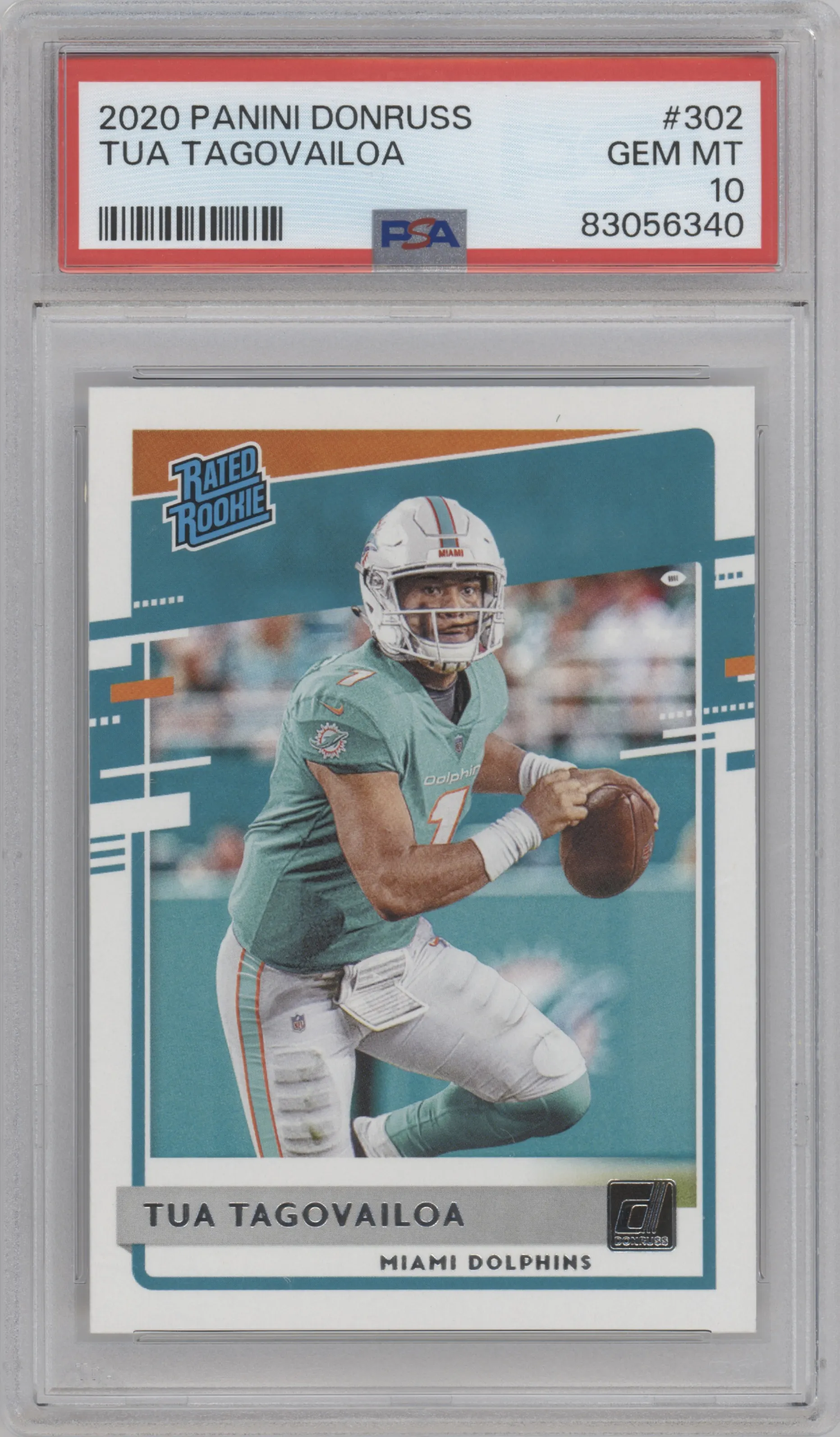 2020 Panini Donruss Rated Rookie Tua Tagovailoa PSA 10