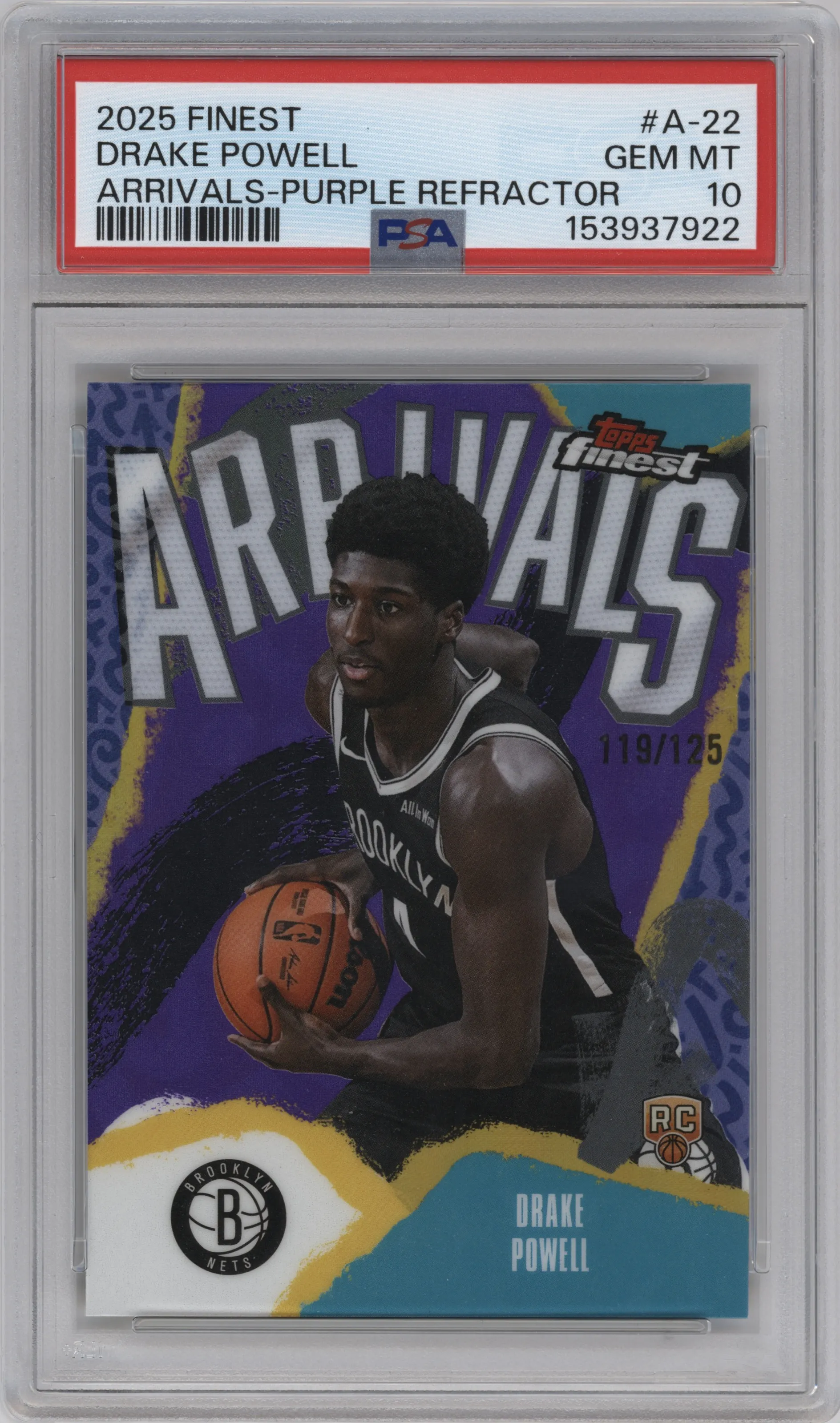 2025 Finest Arrivals Drake Powell Purple Refractor #A-22 PSA 10