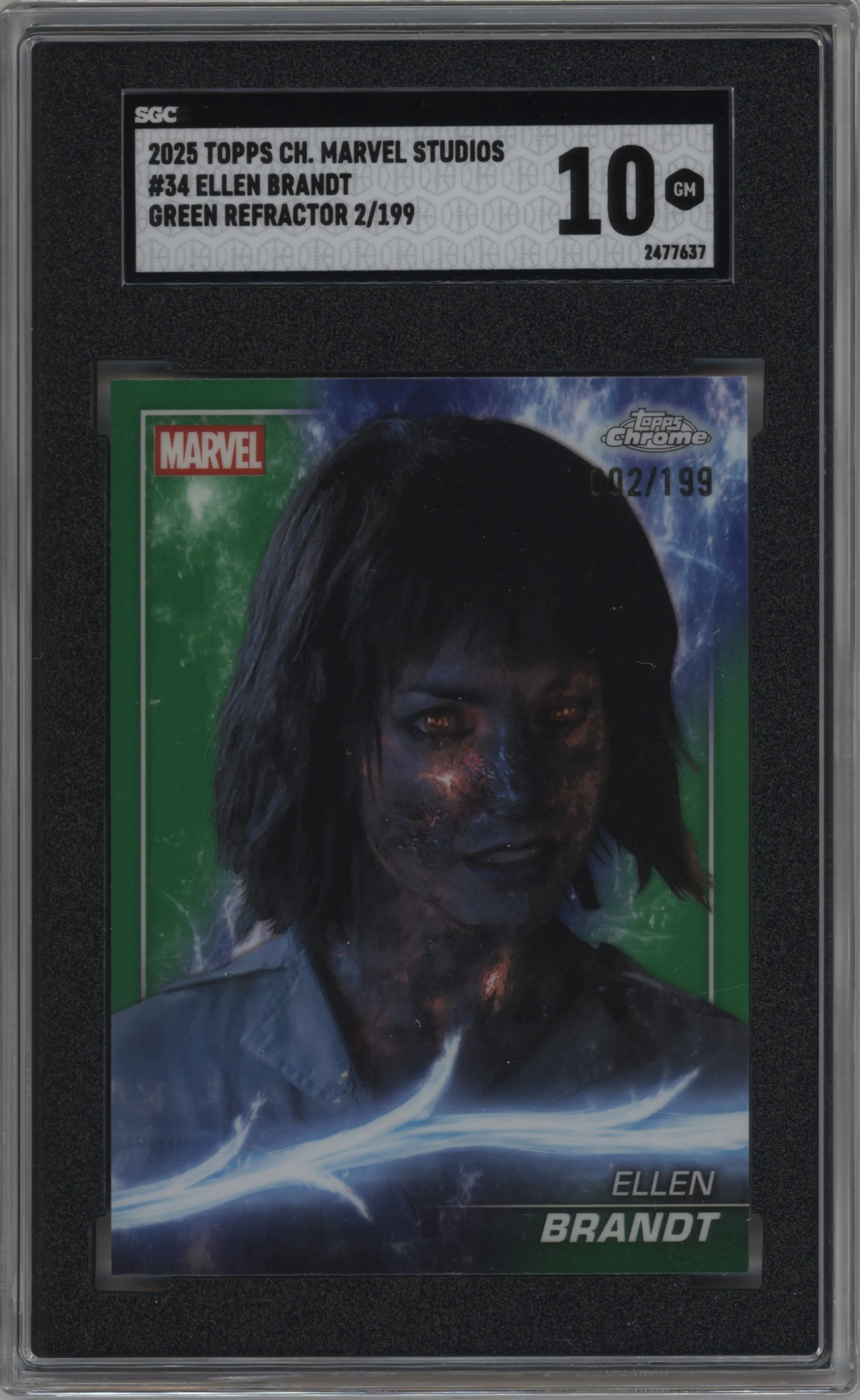 2025 Topps Chrome Marvel Studios Ellen Brandt Green Refractor SGC 10