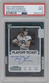 Trevor Lawrence from the 2021 Panini Contenders   set featuring a Playoff Ticket  parallel graded by PSA and given an overall grade of 9.