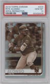 Pete Alonso from the 2019 Topps Chrome set featuring a Sepia Refractor  parallel graded by PSA and given an overall grade of 10.