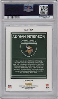 Adrian Peterson from the 2022 Panini Donruss Optic set graded by PSA and given an overall grade of 10.