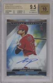 Shohei Ohtani from the 2020 Topps Finest set graded by Beckett and given an overall grade of 9.5.