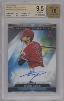 Shohei Ohtani from the 2020 Topps Finest set graded by Beckett and given an overall grade of 9.5.