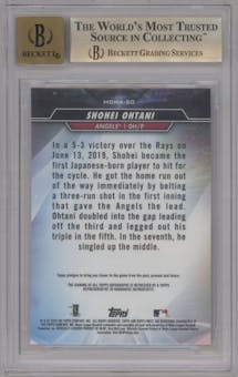 Shohei Ohtani from the 2020 Topps Finest set graded by Beckett and given an overall grade of 9.5.