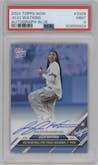 JuJu Watkins from the 2024 Topps Now set featuring a Blue parallel graded by PSA and given an overall grade of 9.