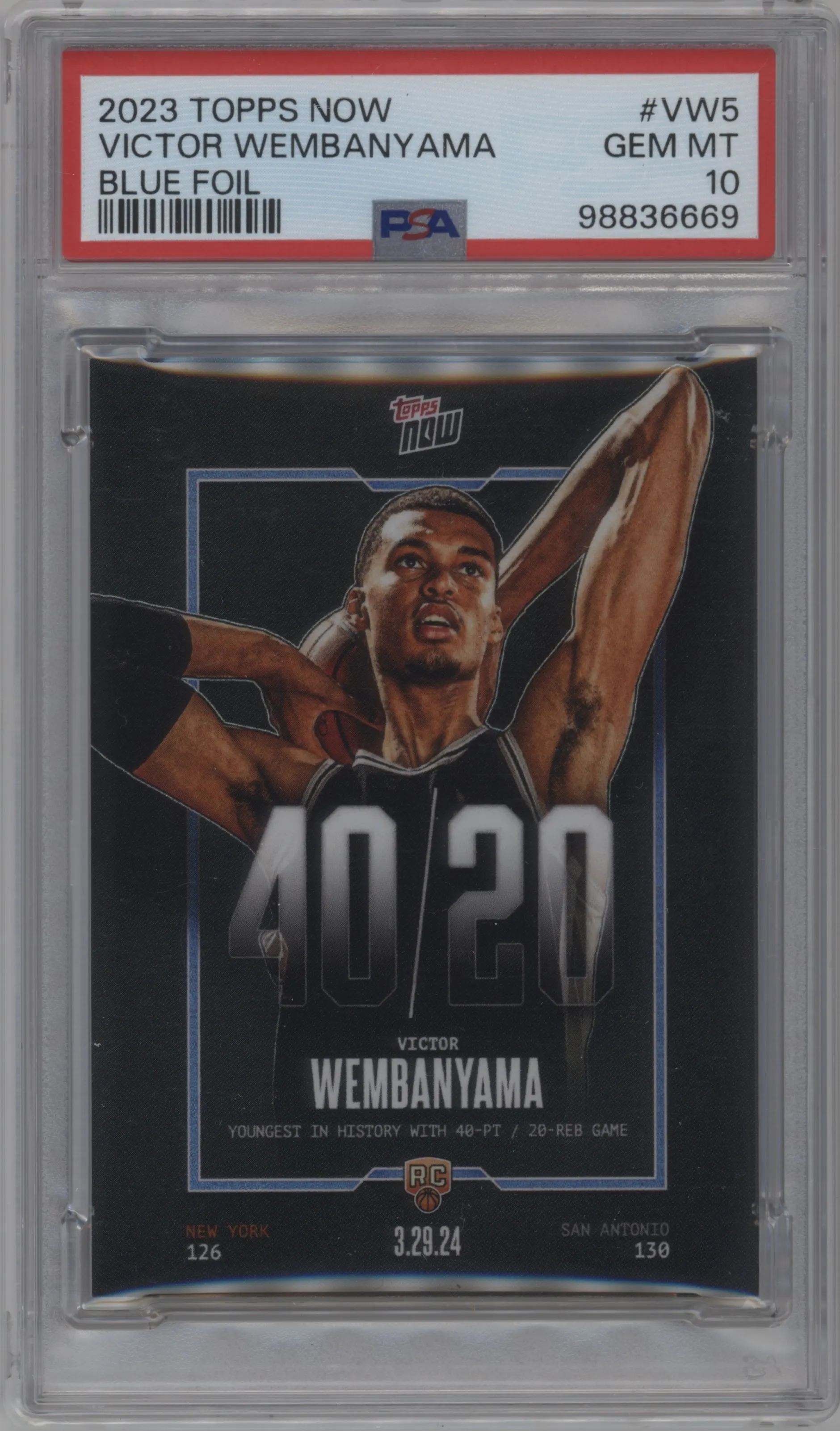 2023 Topps Now Victor Wembanyama Blue Foil #VW-5 PSA 10