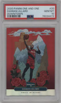 Damian Lillard from the 2020-21 Panini One and One set graded by PSA and given an overall grade of 10.