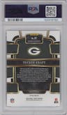 Tucker Kraft from the 2023 Panini Select set featuring a Silver Prizm parallel graded by PSA and given an overall grade of 9.